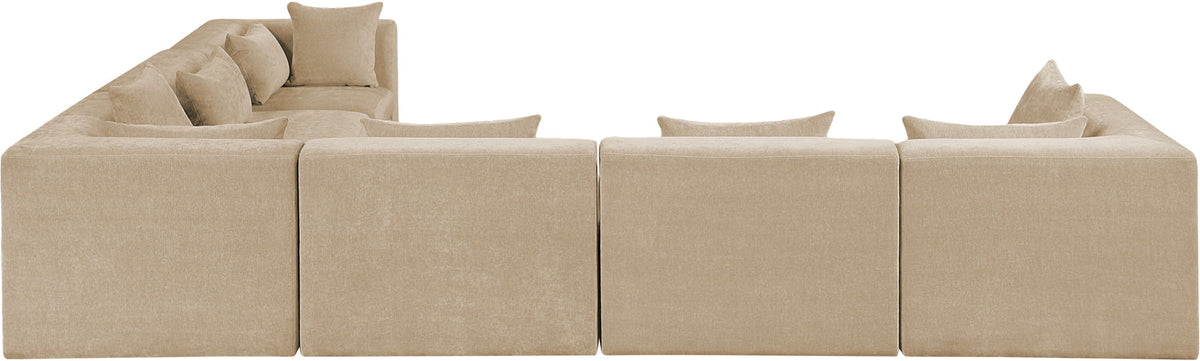 Stellar 152in Beige Chenille Fabric Upholstered 6 Piece Modular Sectional Sofa