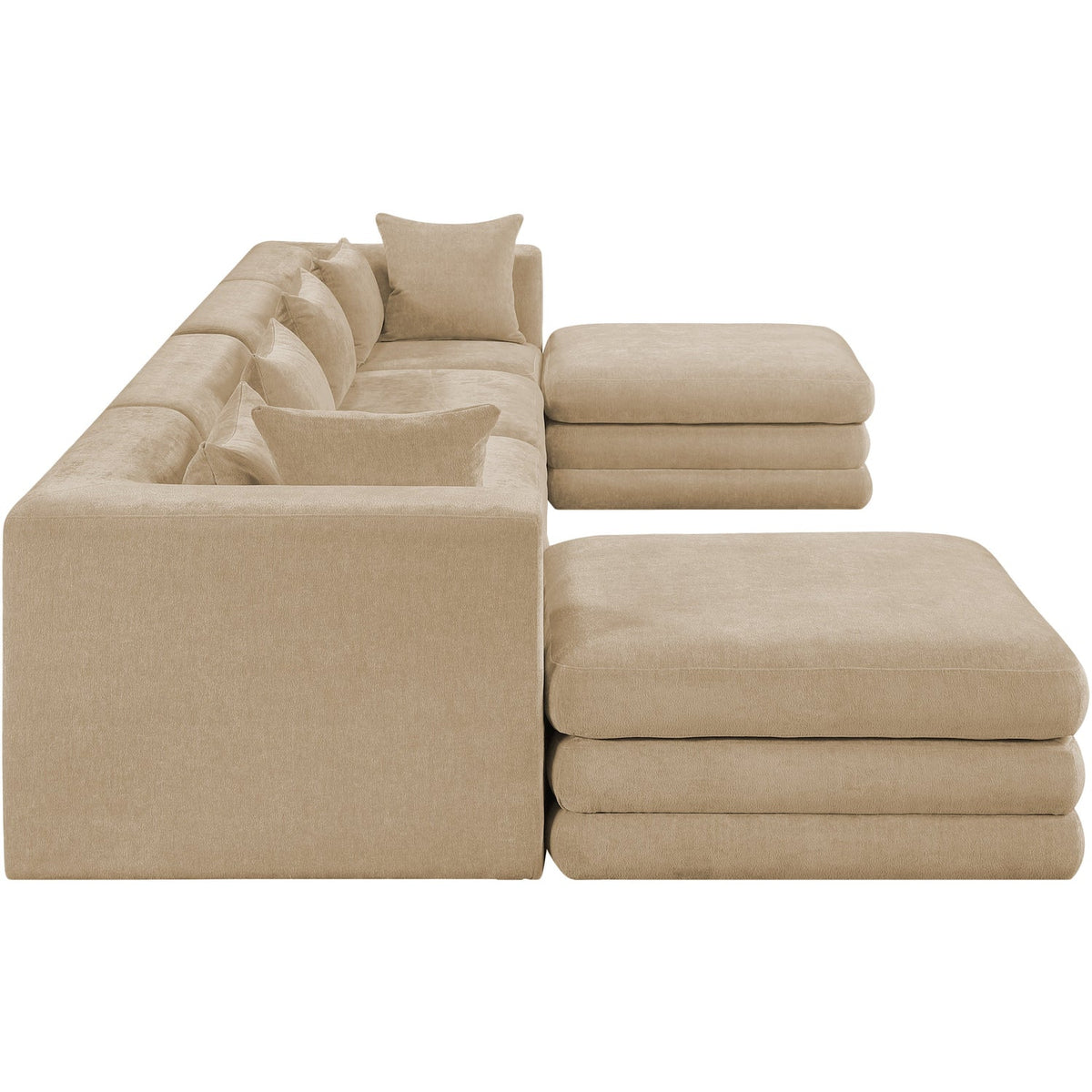 Stellar 152in Beige Chenille Fabric Upholstered 6 Piece Modular Sectional Sofa