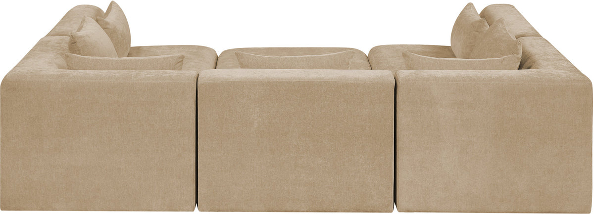 Stellar 114in Beige Chenille Fabric Upholstered 6 Piece Modular Sectional Sofa