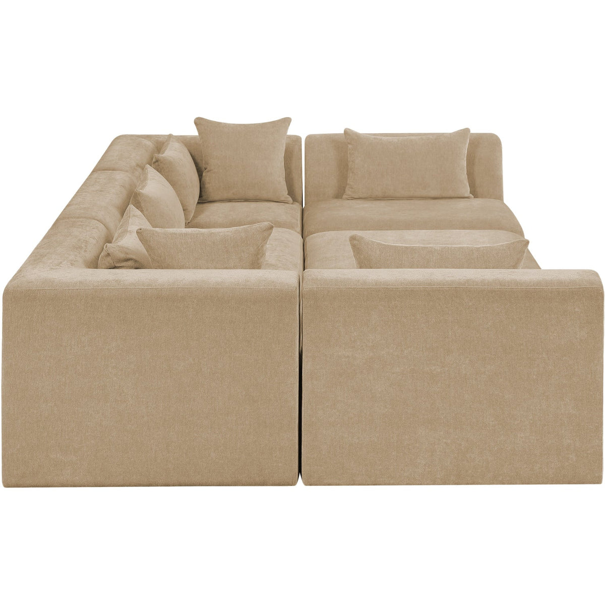 Stellar 114in Beige Chenille Fabric Upholstered 6 Piece Modular Sectional Sofa