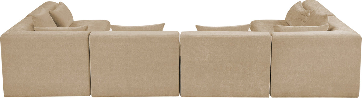 Stellar 152in Beige Chenille Fabric Upholstered 6 Piece Modular Sectional Sofa
