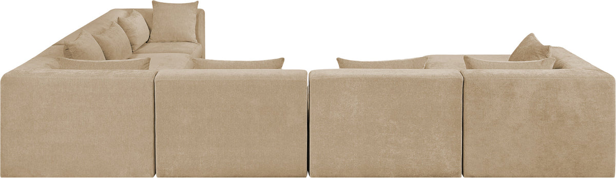 Stellar 152in Beige Chenille Fabric Upholstered 7 Piece Modular Sectional Sofa
