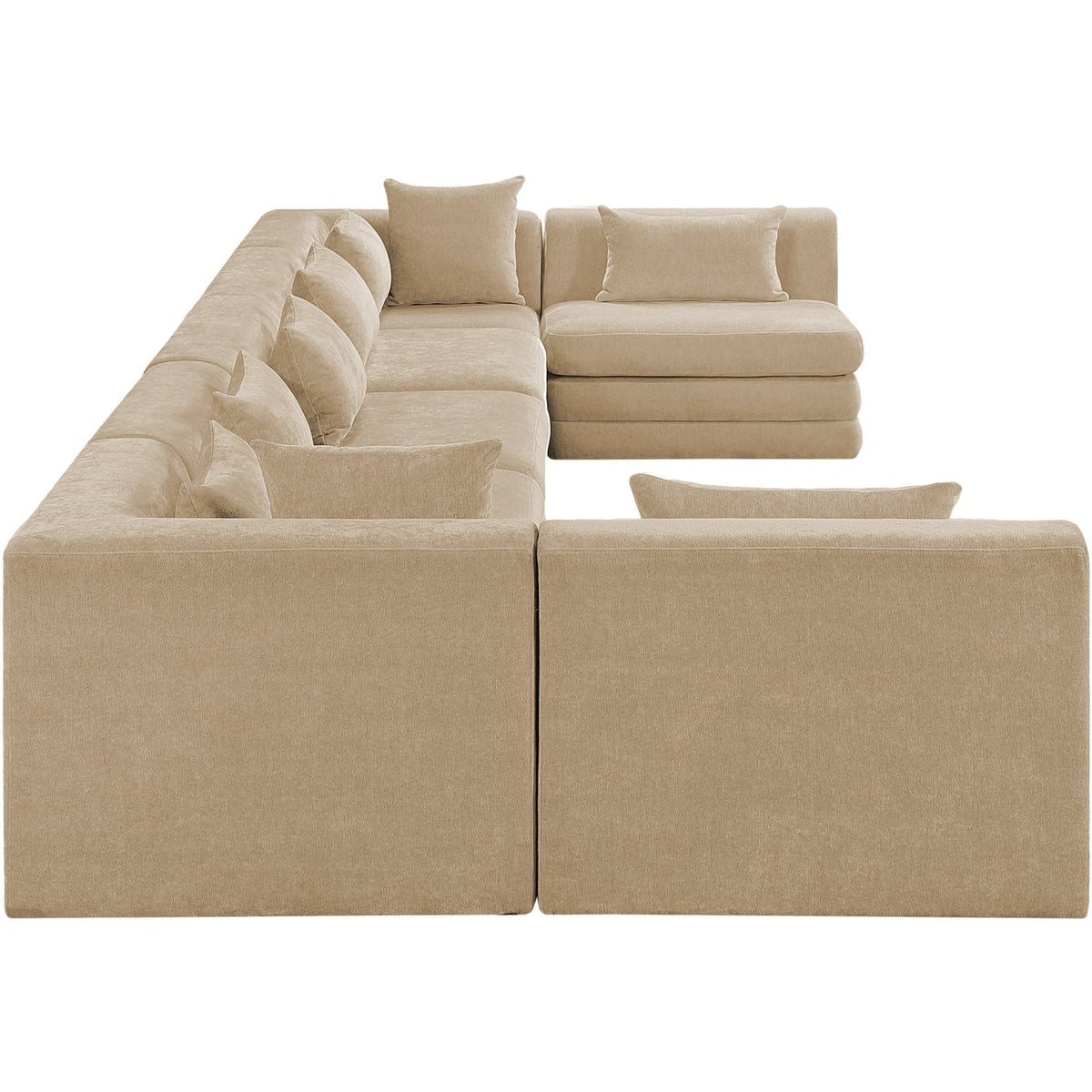 Stellar 190in Beige Chenille Fabric Upholstered 7 Piece Modular Sectional Sofa