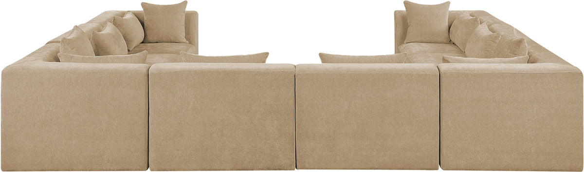 Stellar 152in Beige Chenille Fabric Upholstered 8 Piece Modular Sectional Sofa