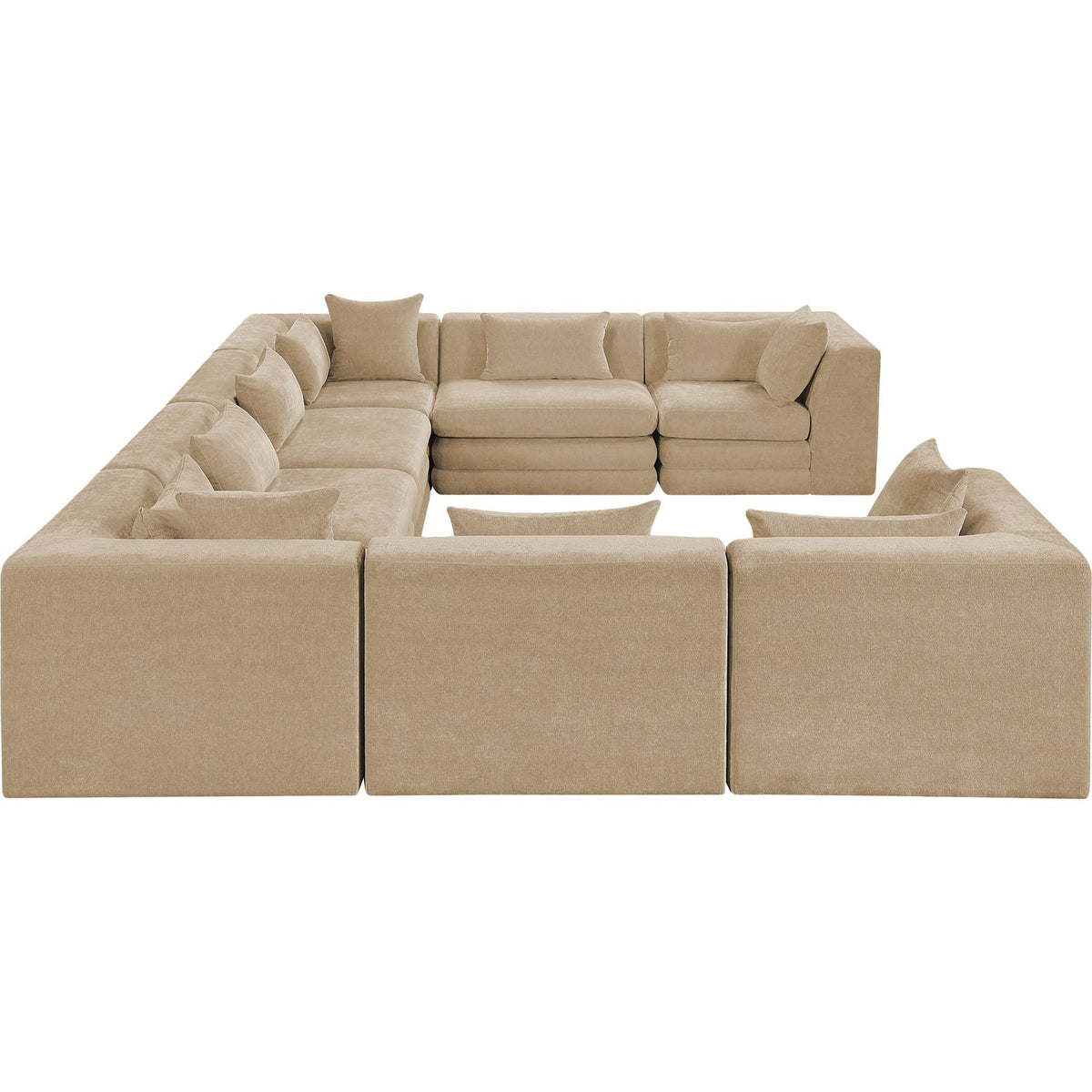 Stellar 152in Beige Chenille Fabric Upholstered 8 Piece Modular Sectional Sofa