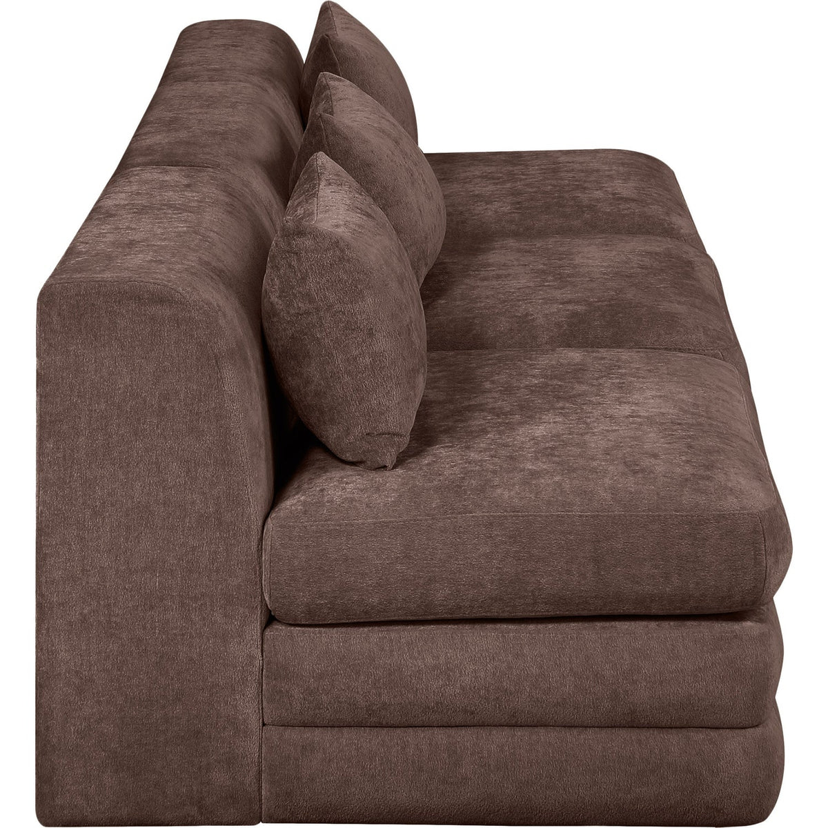 Stellar 11 4in Brown Chenille Fabric Upholstered 3 Piece Modular Sofa