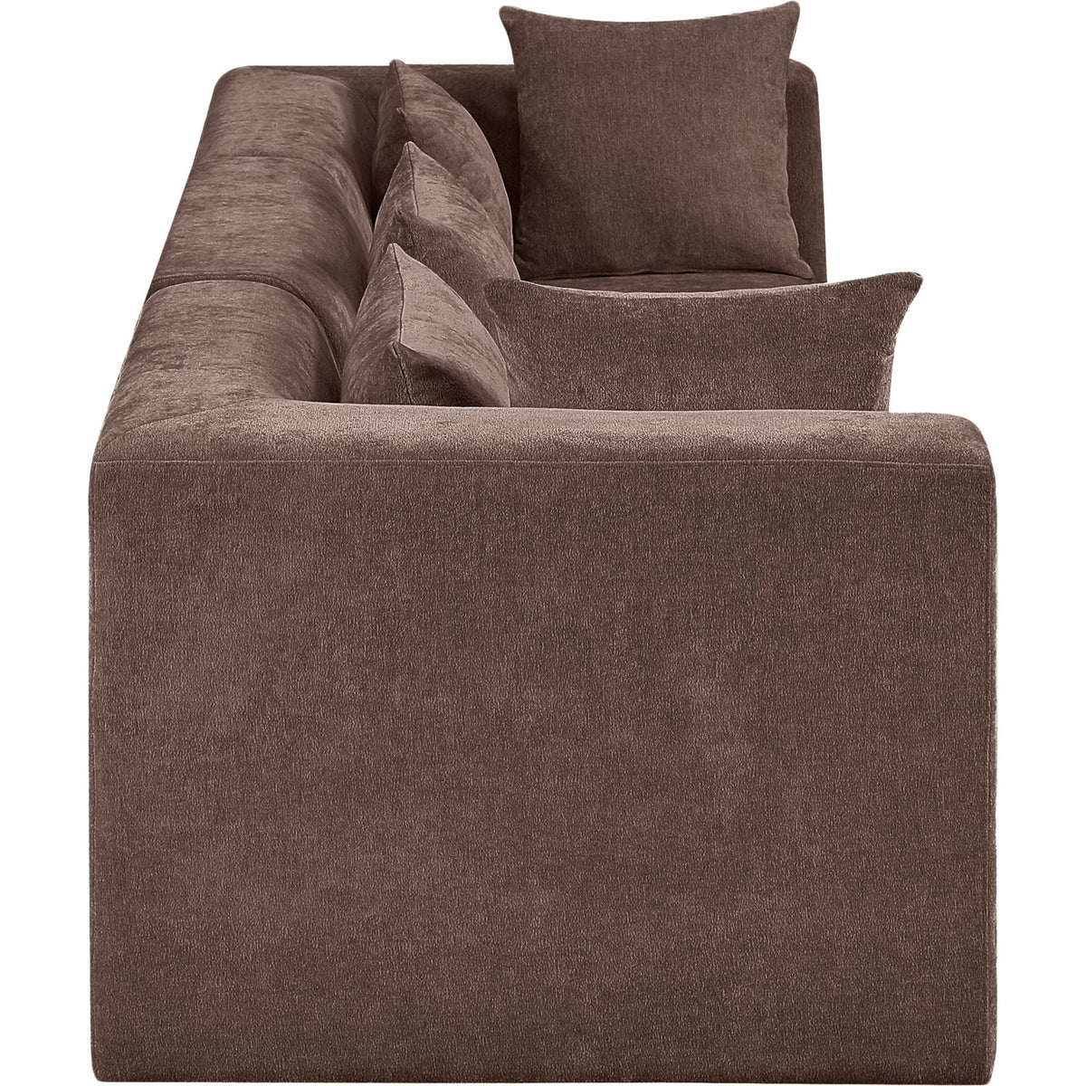Stellar 114in Brown Chenille Fabric Upholstered 3 Piece Modular Sofa