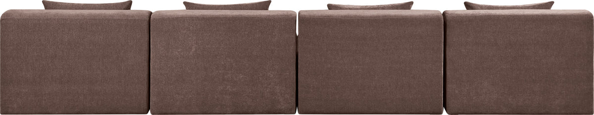 Stellar 152in Brown Chenille Fabric Upholstered 4 Piece Modular Sofa