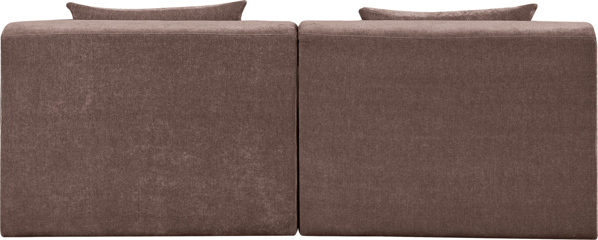 Stellar 7 6in Brown Chenille Fabric Upholstered 2Piece. Modular Sofa