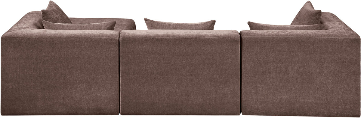 Stellar 114in Brown Chenille Fabric Upholstered 4 Piece Modular Sectional Sofa