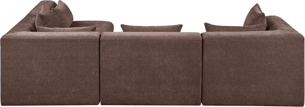 Stellar 114in Brown Chenille Fabric Upholstered 4 Piece Modular Sectional Sofa
