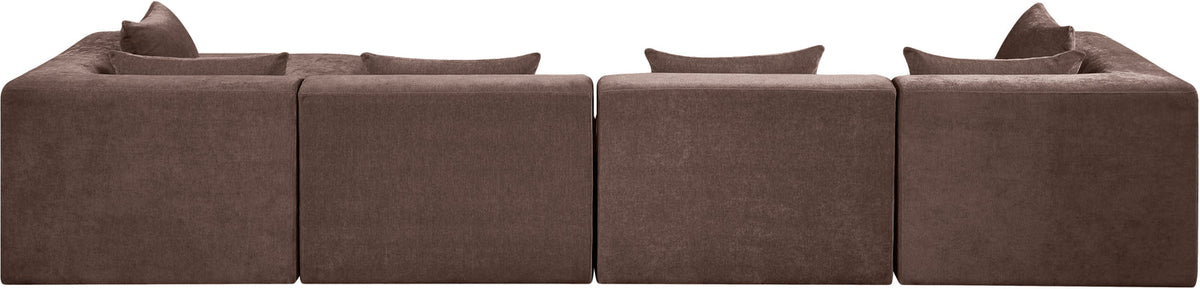 Stellar 152in Brown Chenille Fabric Upholstered 5 Piece Modular Sectional Sofa