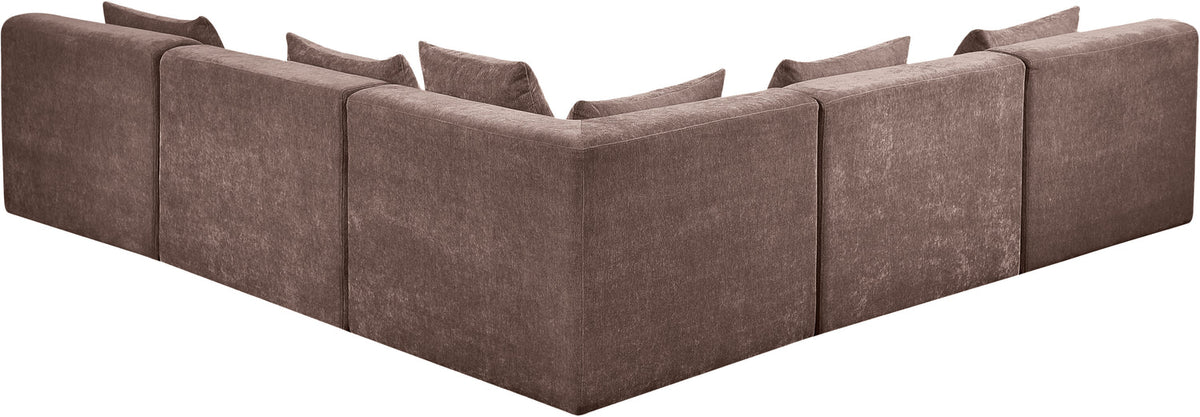 Stellar 114in Brown Chenille Fabric Upholstered 5 Piece Modular Sectional Sofa