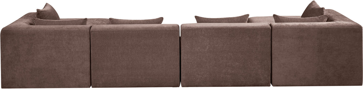 Stellar 152in Brown Chenille Fabric Upholstered 6 Piece Modular Sectional Sofa