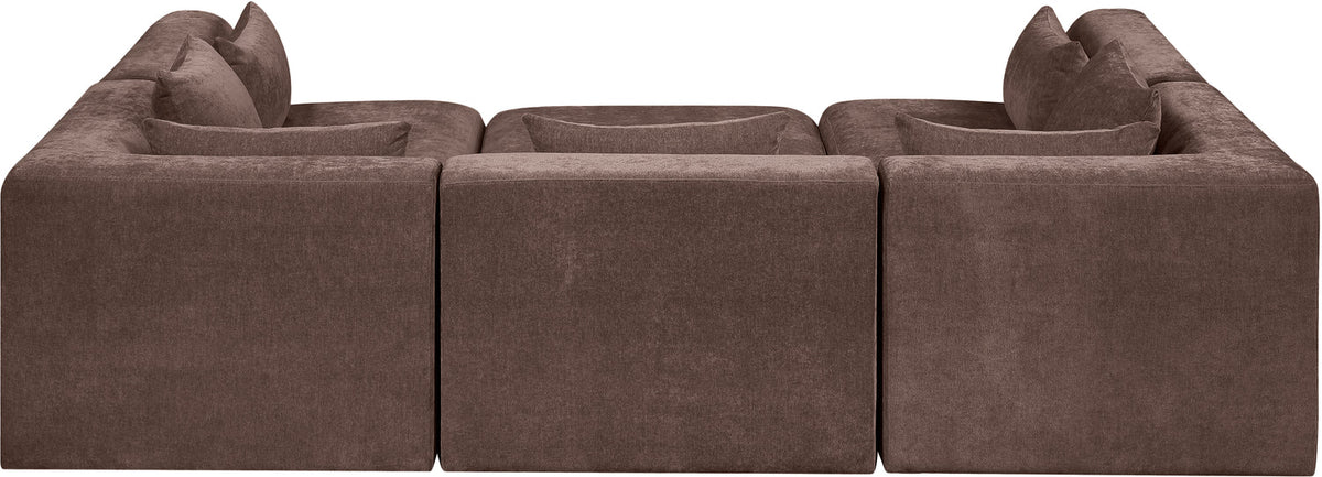 Stellar 114in Brown Chenille Fabric Upholstered 6 Piece Modular Sectional Sofa