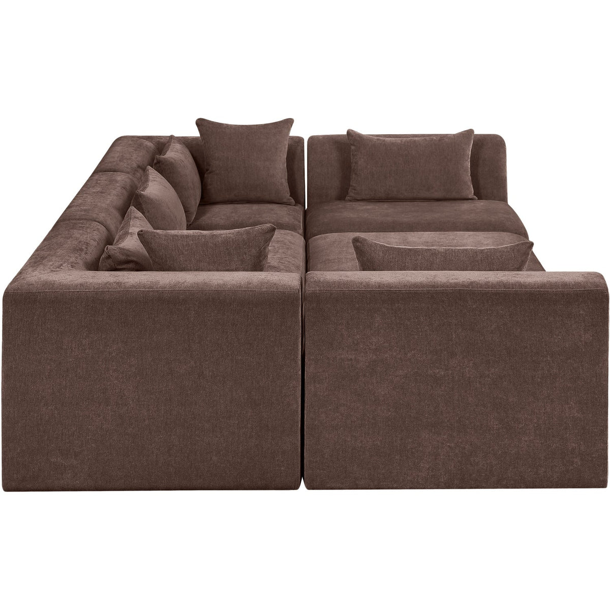 Stellar 114in Brown Chenille Fabric Upholstered 6 Piece Modular Sectional Sofa