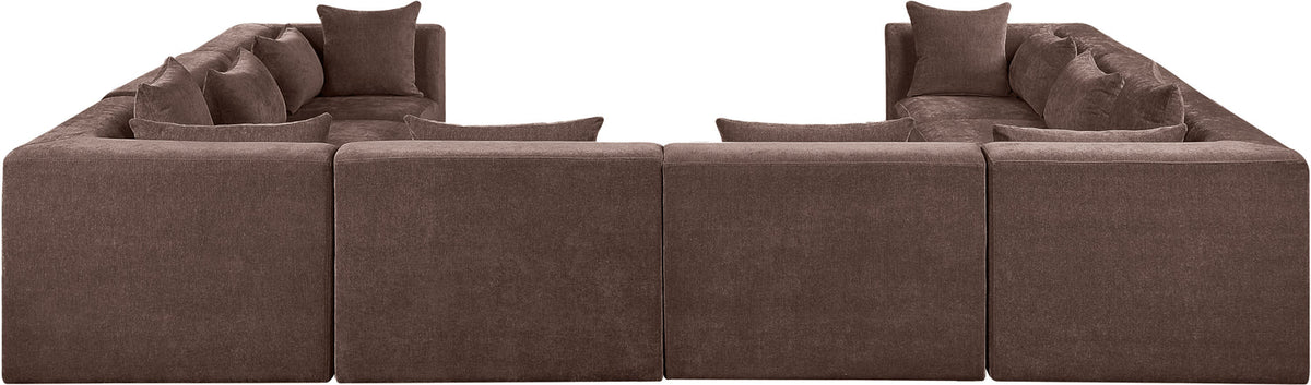 Stellar 152in Brown Chenille Fabric Upholstered 8 Piece Modular Sectional Sofa