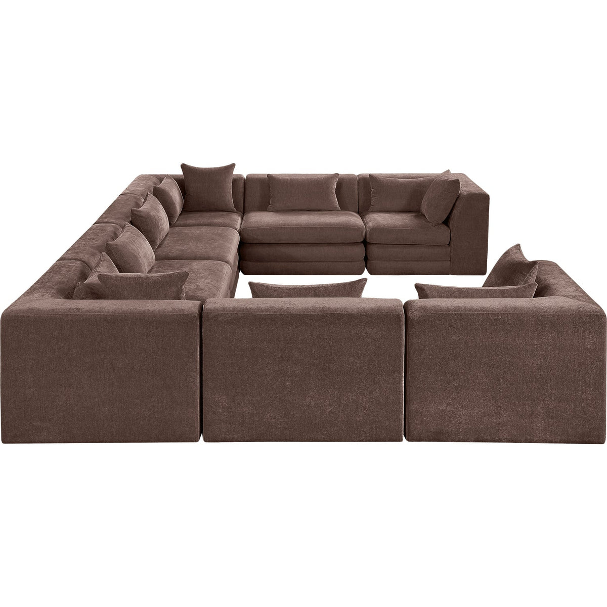 Stellar 152in Brown Chenille Fabric Upholstered 8 Piece Modular Sectional Sofa