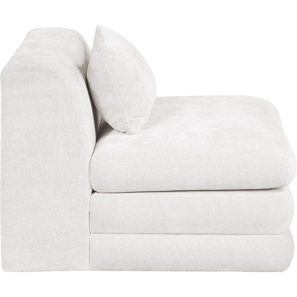 Stellar Cream Chenille Fabric Upholstered Modular Armless Chair