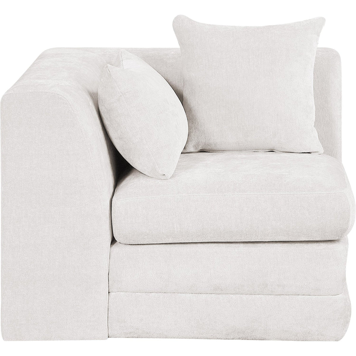 Stellar Cream Chenille Fabric Upholstered Modular Corner Chair