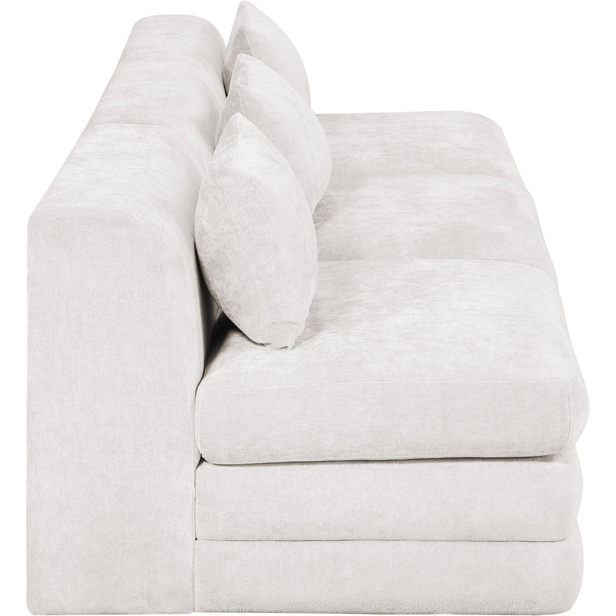 Stellar 114in Cream Chenille Fabric Upholstered 3 Piece Modular Sofa
