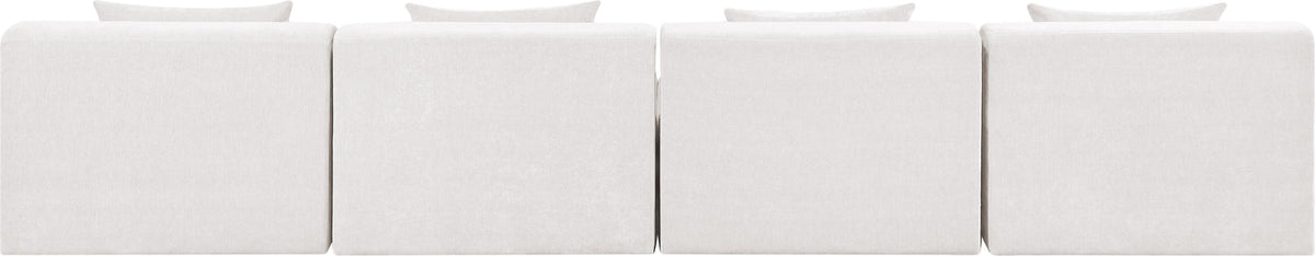 Stellar 152in Cream Chenille Fabric Upholstered 4 Piece Modular Sofa