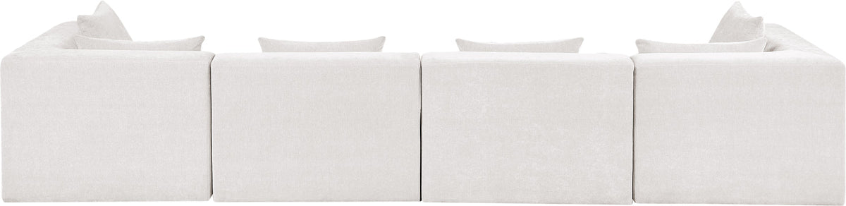 Stellar 152in Cream Chenille Fabric Upholstered 4 Piece Modular Sofa