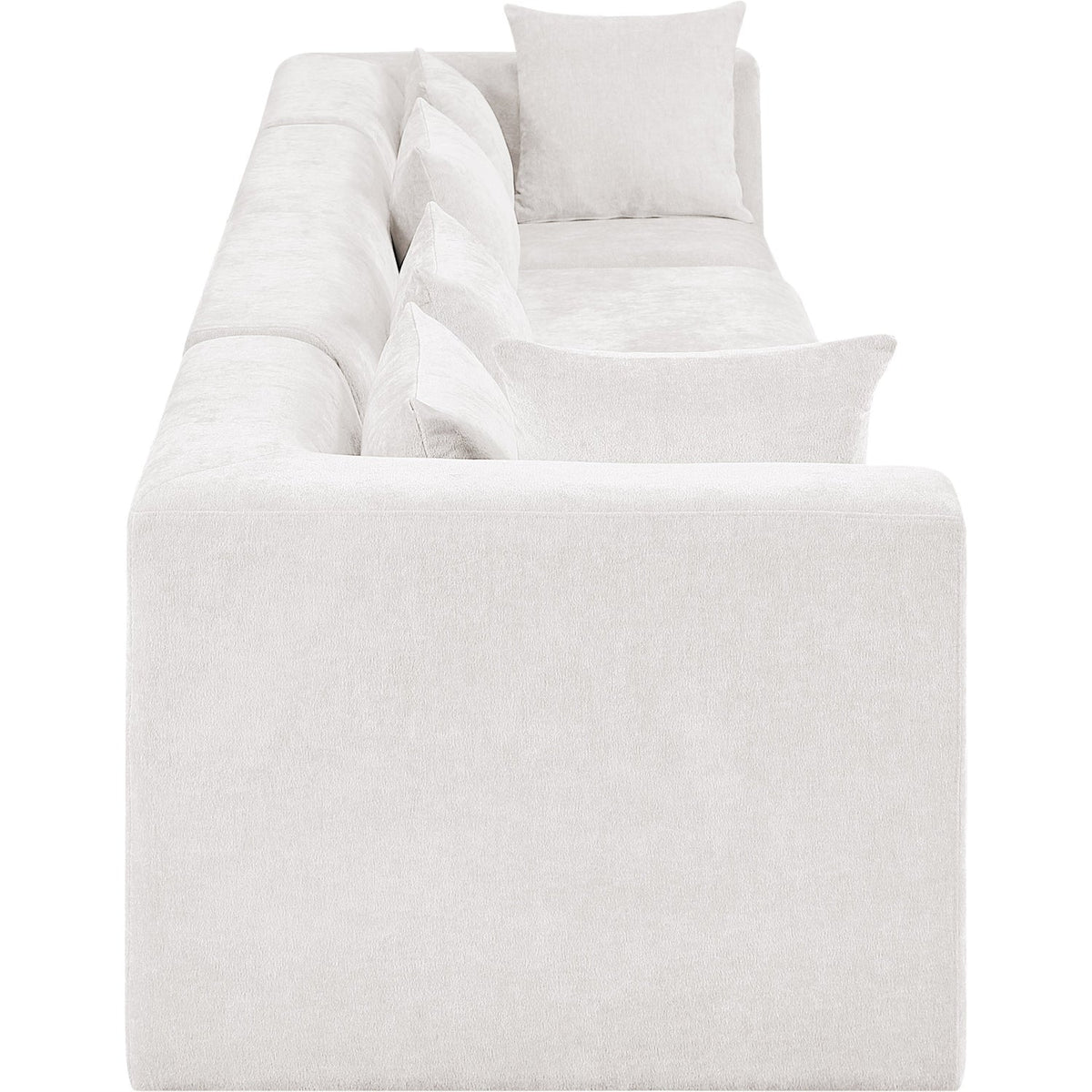 Stellar 152in Cream Chenille Fabric Upholstered 4 Piece Modular Sofa