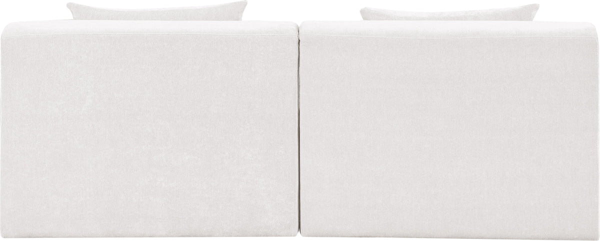 Stellar 76in Cream Chenille Fabric Upholstered 2 Piece Modular Sofa