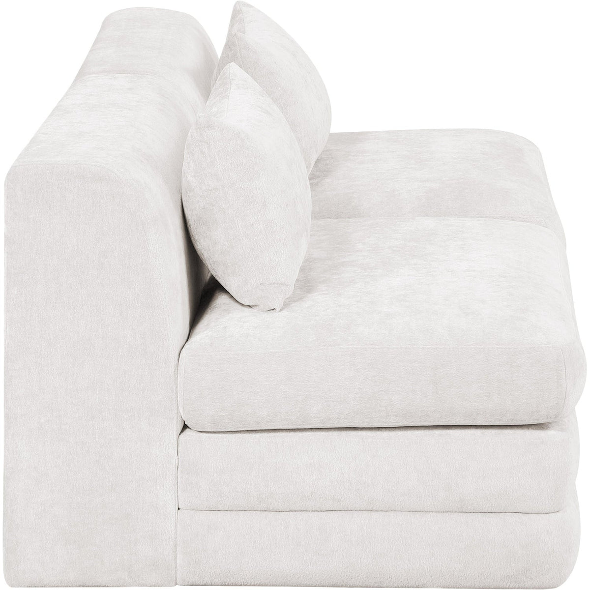 Stellar 76in Cream Chenille Fabric Upholstered 2 Piece Modular Sofa