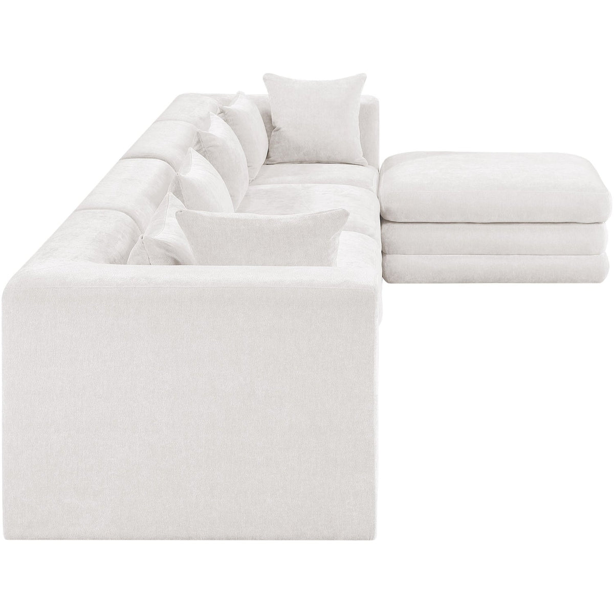 Stellar 152in Cream Chenille Fabric Upholstered 5 Piece Modular Sectional Sofa