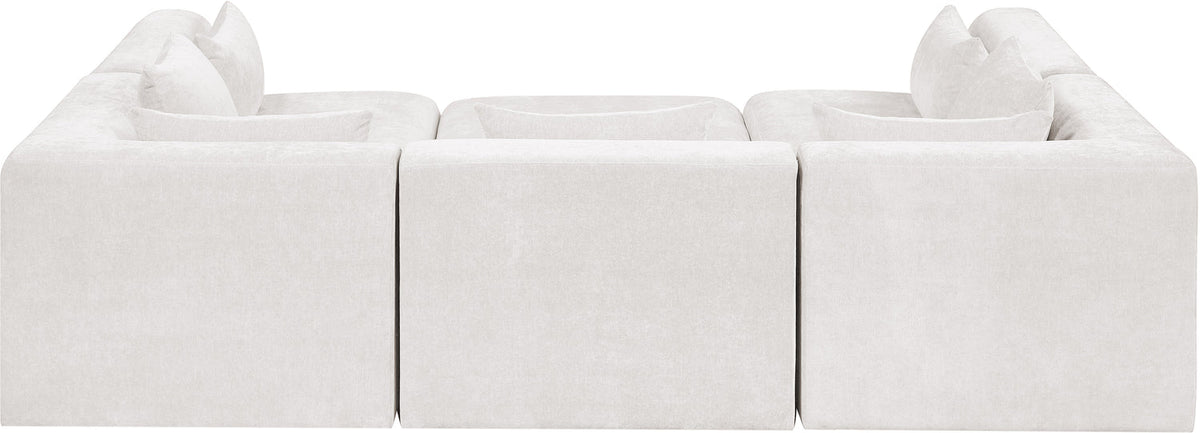 Stellar 114in Cream Chenille Fabric Upholstered 6 Piece Modular Sectional Sofa