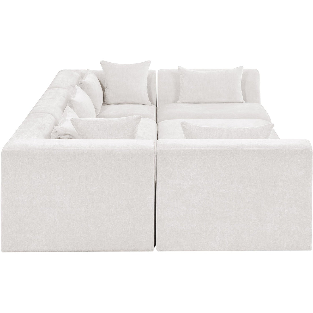 Stellar 114in Cream Chenille Fabric Upholstered 6 Piece Modular Sectional Sofa