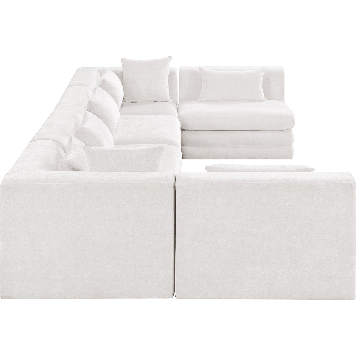 Stellar 152in Cream Chenille Fabric Upholstered 6 Piece Modular Sectional Sofa