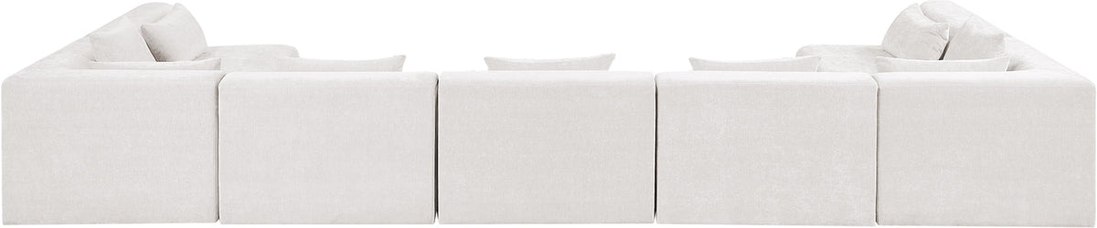 Stellar 190in Cream Chenille Fabric Upholstered 7 Piece Modular Sectional Sofa