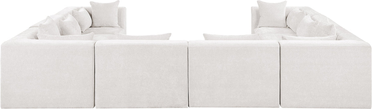 Stellar 152in Cream Chenille Fabric Upholstered 8 Piece Modular Sectional Sofa