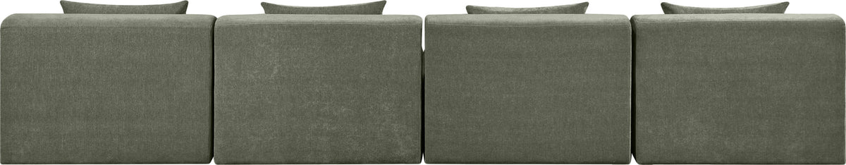 Stellar 152in Green Chenille Fabric Upholstered 4 Piece Modular Sofa