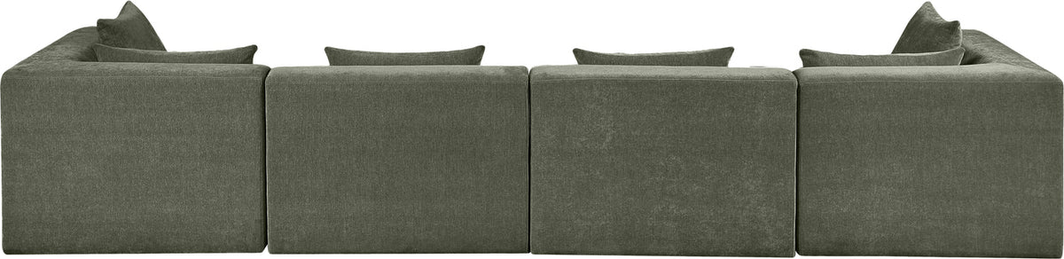 Stellar 152in Green Chenille Fabric Upholstered 4 Piece Modular Sofa