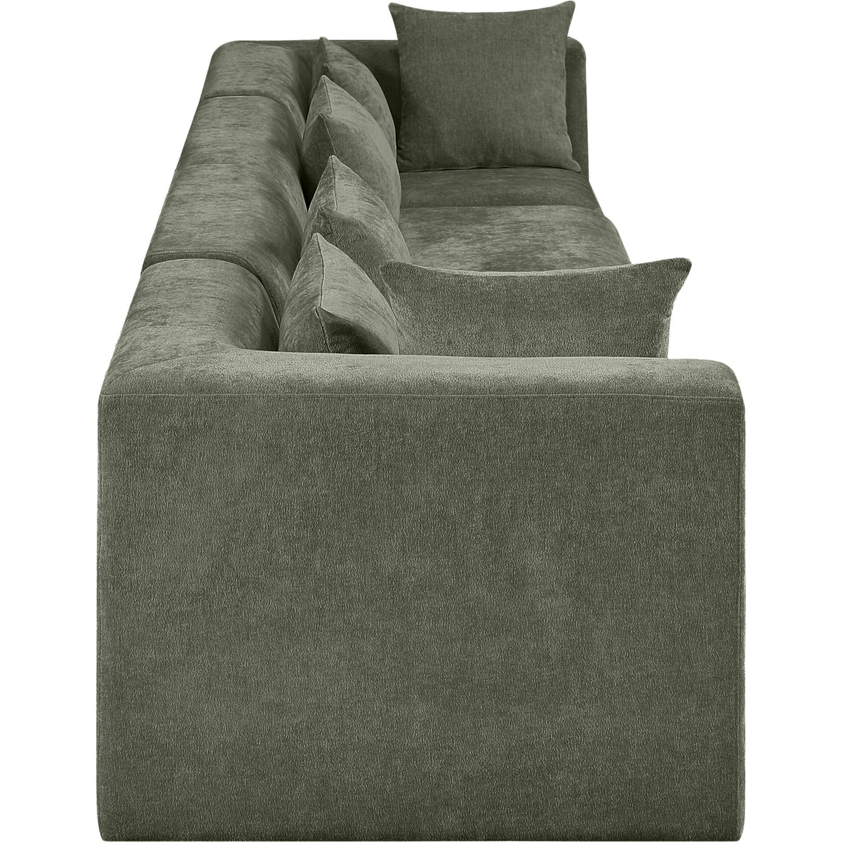 Stellar 152in Green Chenille Fabric Upholstered 4 Piece Modular Sofa