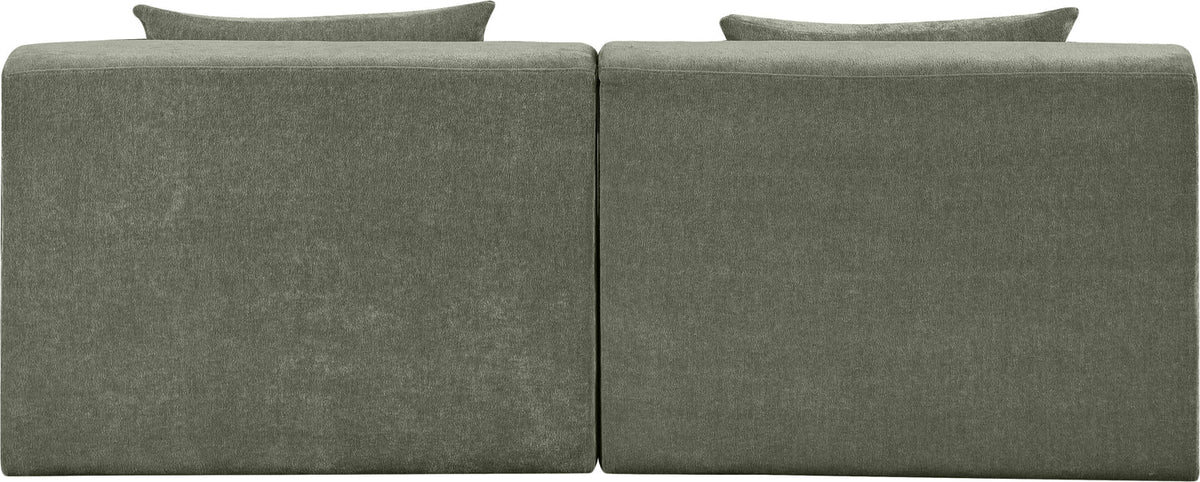 Stellar 76in Green Chenille Fabric Upholstered 2 Piece Modular Sofa