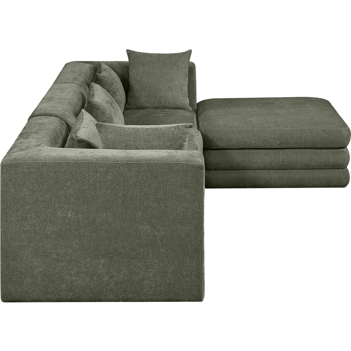 Stellar 114in Green Chenille Fabric Upholstered 4 Piece Modular Sectional Sofa