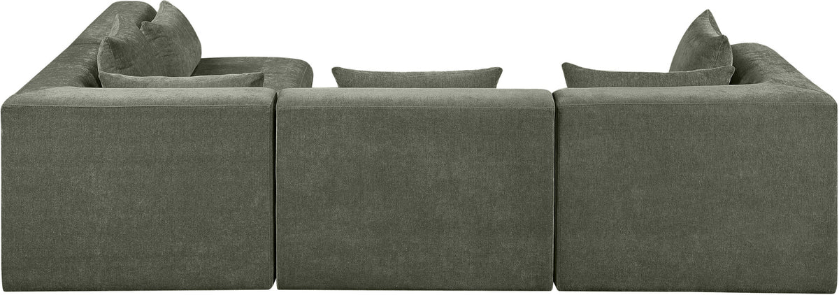 Stellar 114in Green Chenille Fabric Upholstered 4 Piece Modular Sectional Sofa