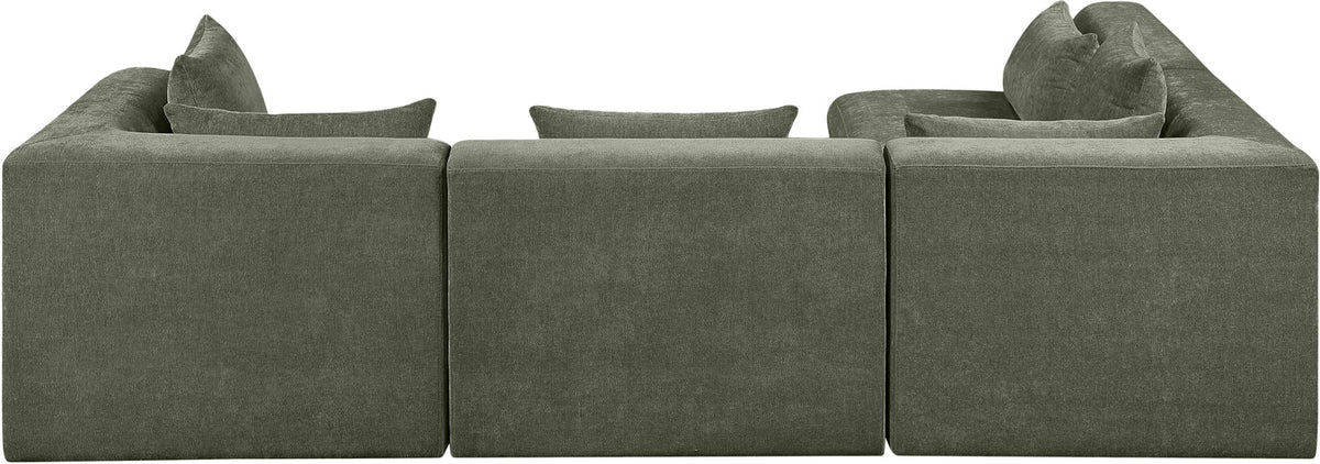 Stellar 114in Green Chenille Fabric Upholstered 4 Piece Modular Sectional Sofa
