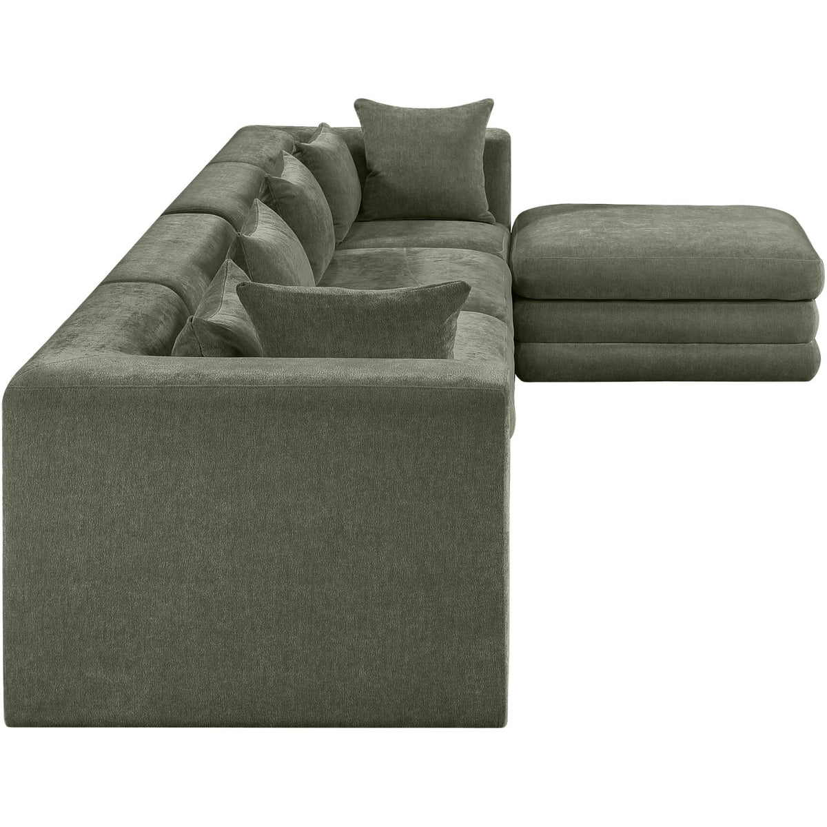 Stellar 152in Green Chenille Fabric Upholstered 5 Piece Modular Sectional Sofa