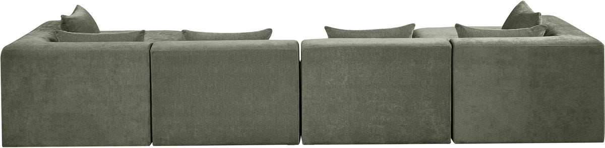 Stellar 152in Green Chenille Fabric Upholstered 6 Piece Modular Sectional Sofa