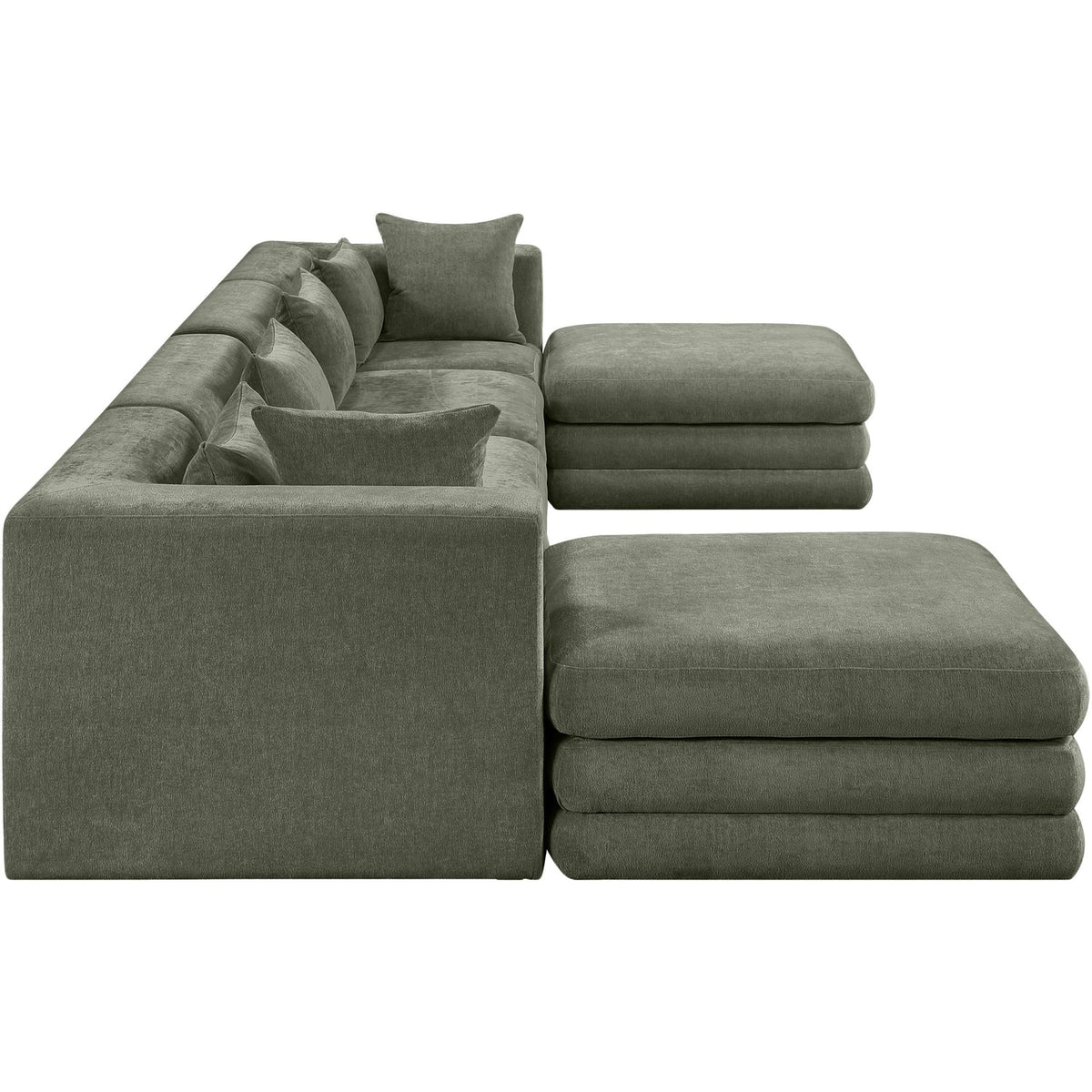 Stellar 152in Green Chenille Fabric Upholstered 6 Piece Modular Sectional Sofa