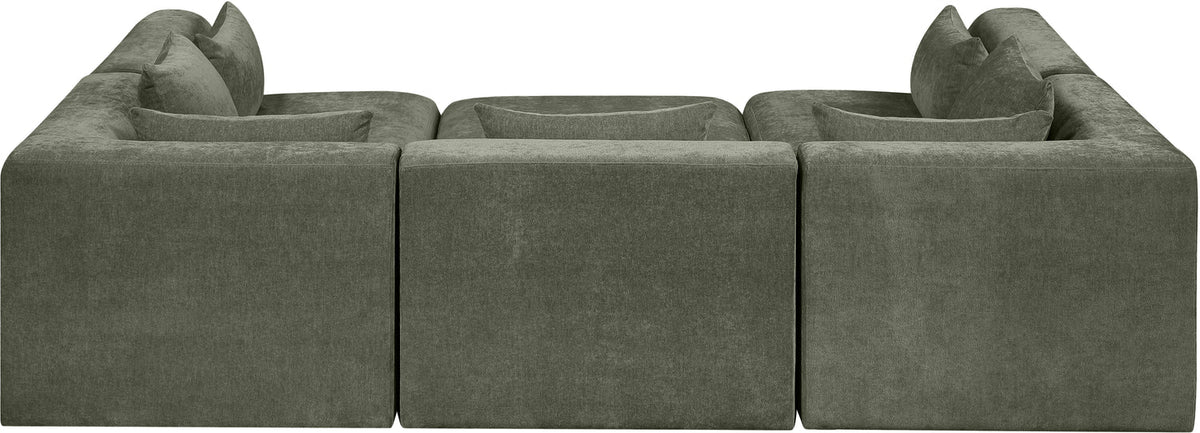 Stellar 114in Green Chenille Fabric Upholstered 6 Piece Modular Sectional Sofa