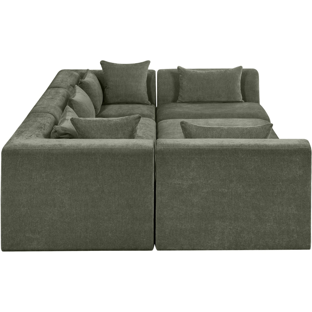 Stellar 114in Green Chenille Fabric Upholstered 6 Piece Modular Sectional Sofa