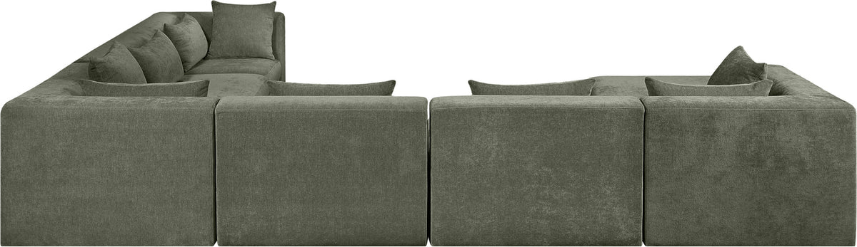 Stellar 152in Green Chenille Fabric Upholstered 7 Piece Modular Sectional Sofa