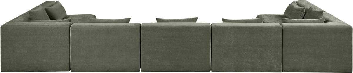 Stellar 190in Green Chenille Fabric Upholstered 7 Piece Modular Sectional Sofa